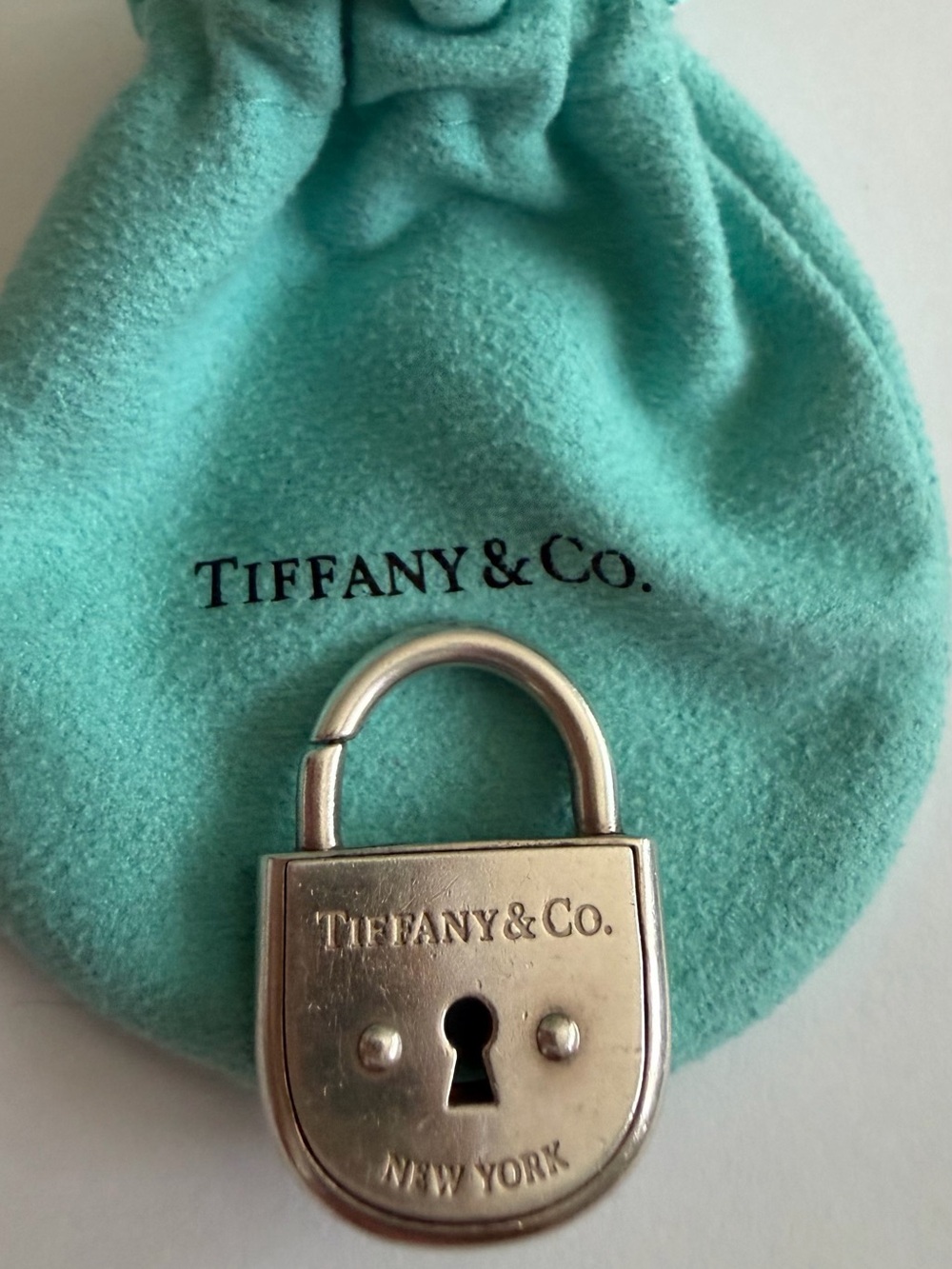 Tiffany & Co. 925 Silver Arc Padlock Charm with Tiffany Blue Pouch
